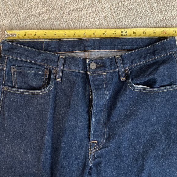 Levis 501 Men's Blue Jeans - Button Fly Straight Leg Denim - 34 X 36 Dark Wash - Picture 5 of 16